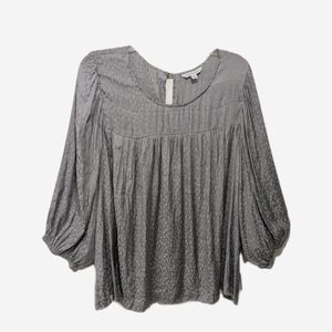 NWT Ophelia Roe Satin Babydoll Long Sleeve Top Blouse 2X Gray #25